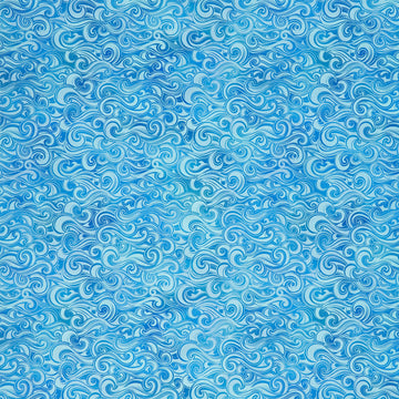 Wonders Of The Ocean - Waves Blue Yardage