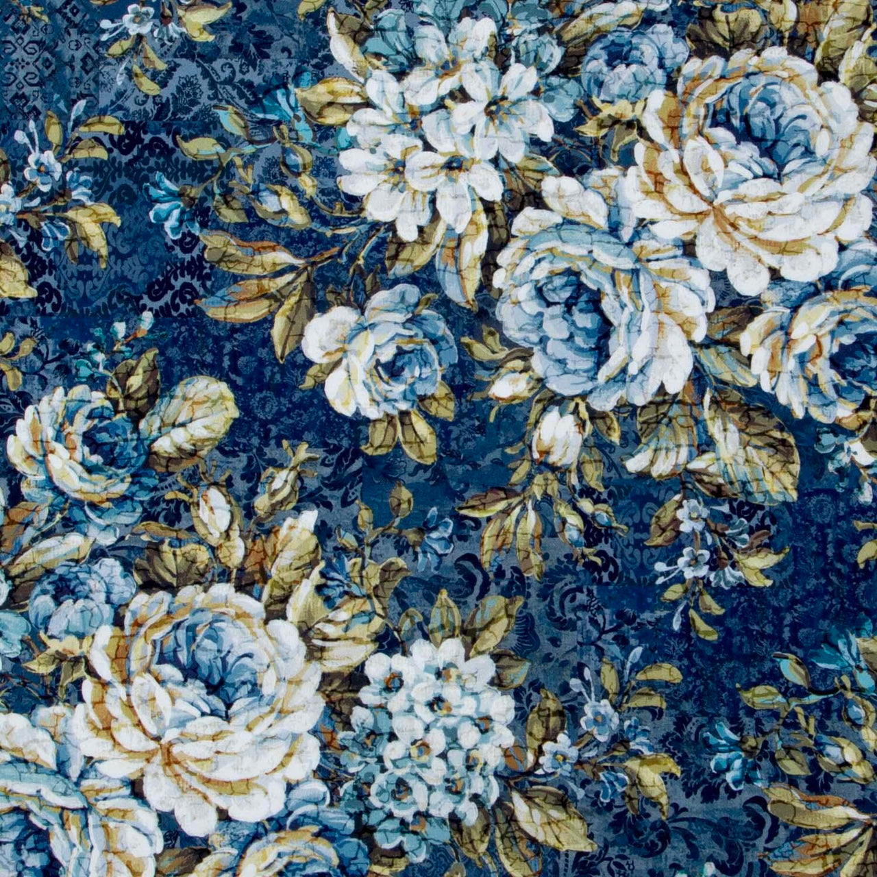 Carpet Bag Romance - Bouquet Blue Yardage