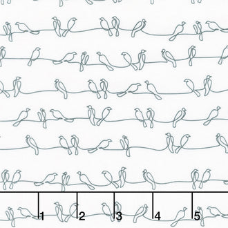 Flock Together - Birds on Wire White Yardage