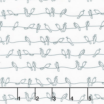 Flock Together - Birds on Wire White Yardage