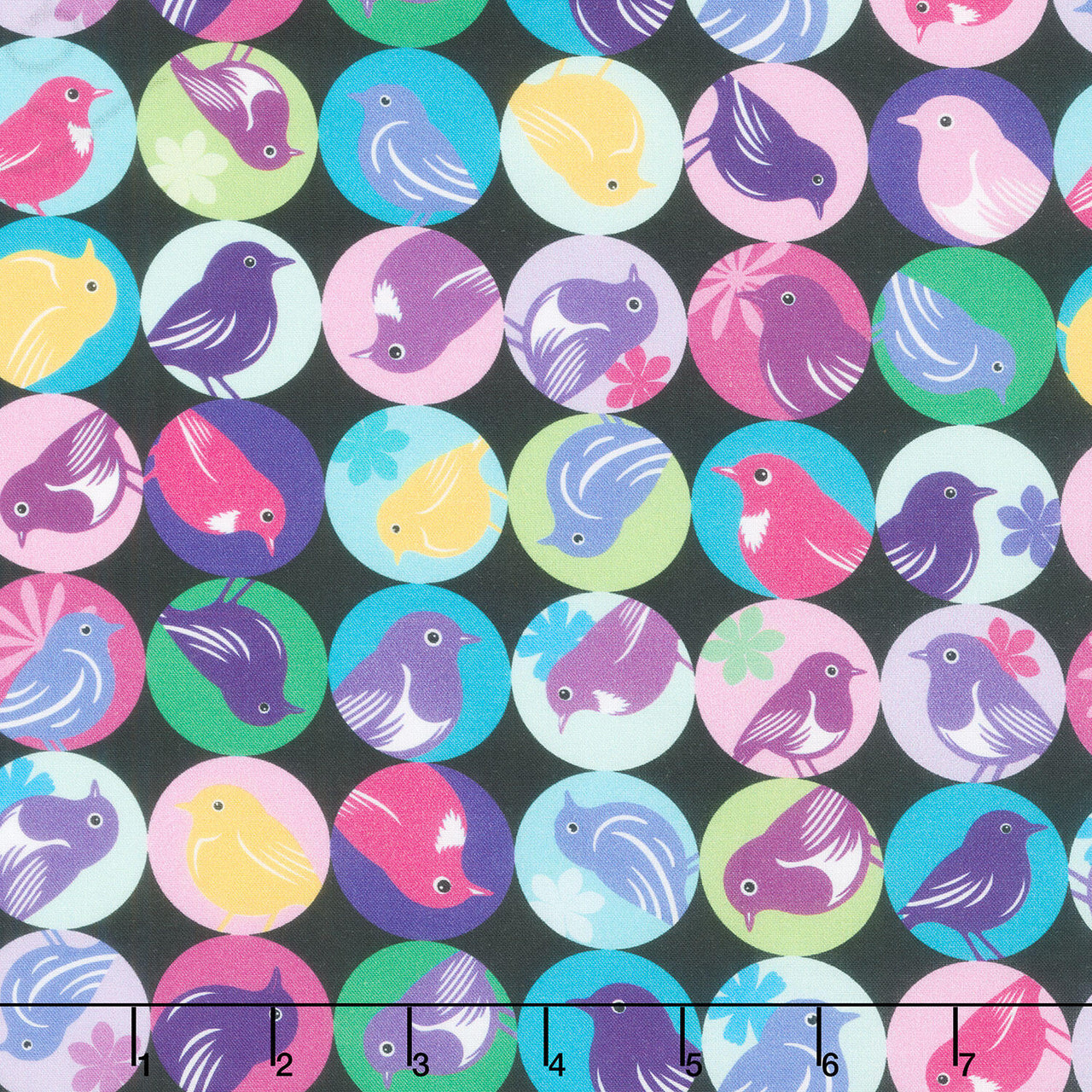 Flock Together - Circle Birds Jewel Yardage