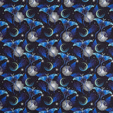 La Luna - Lunar Moths Blue Silver Yardage