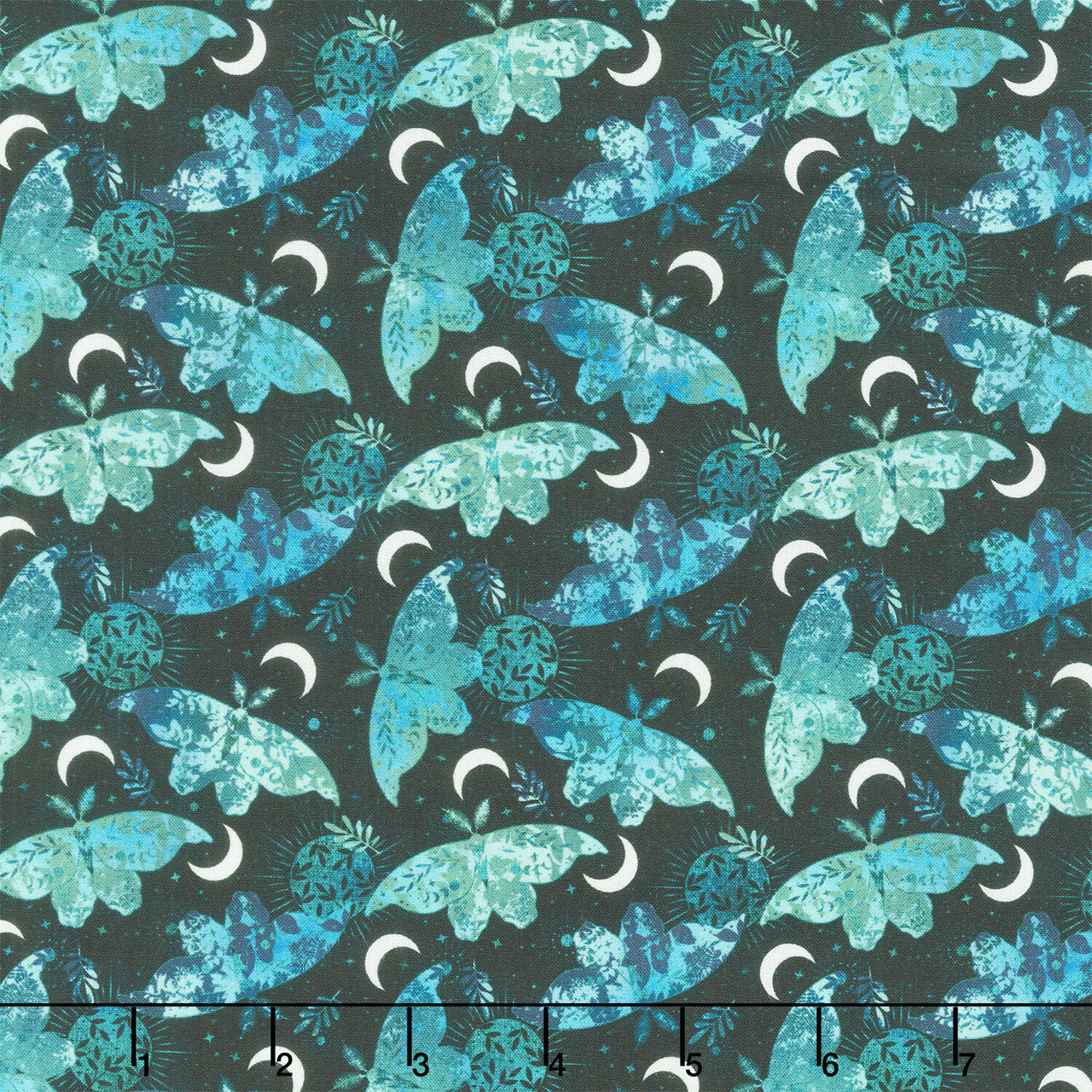 La Luna - Moths & Moons Teal Yardage