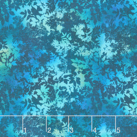 La Luna - Leaves Teal Yardage