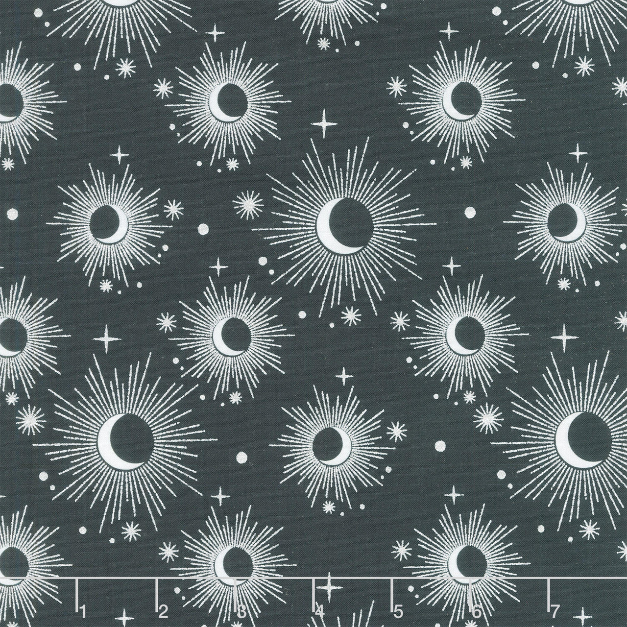 La Luna - Moons Black Silver Yardage
