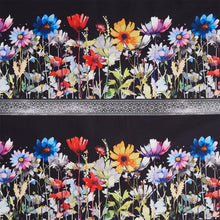 Blooming Day & Night - Floral Border Black Yardage