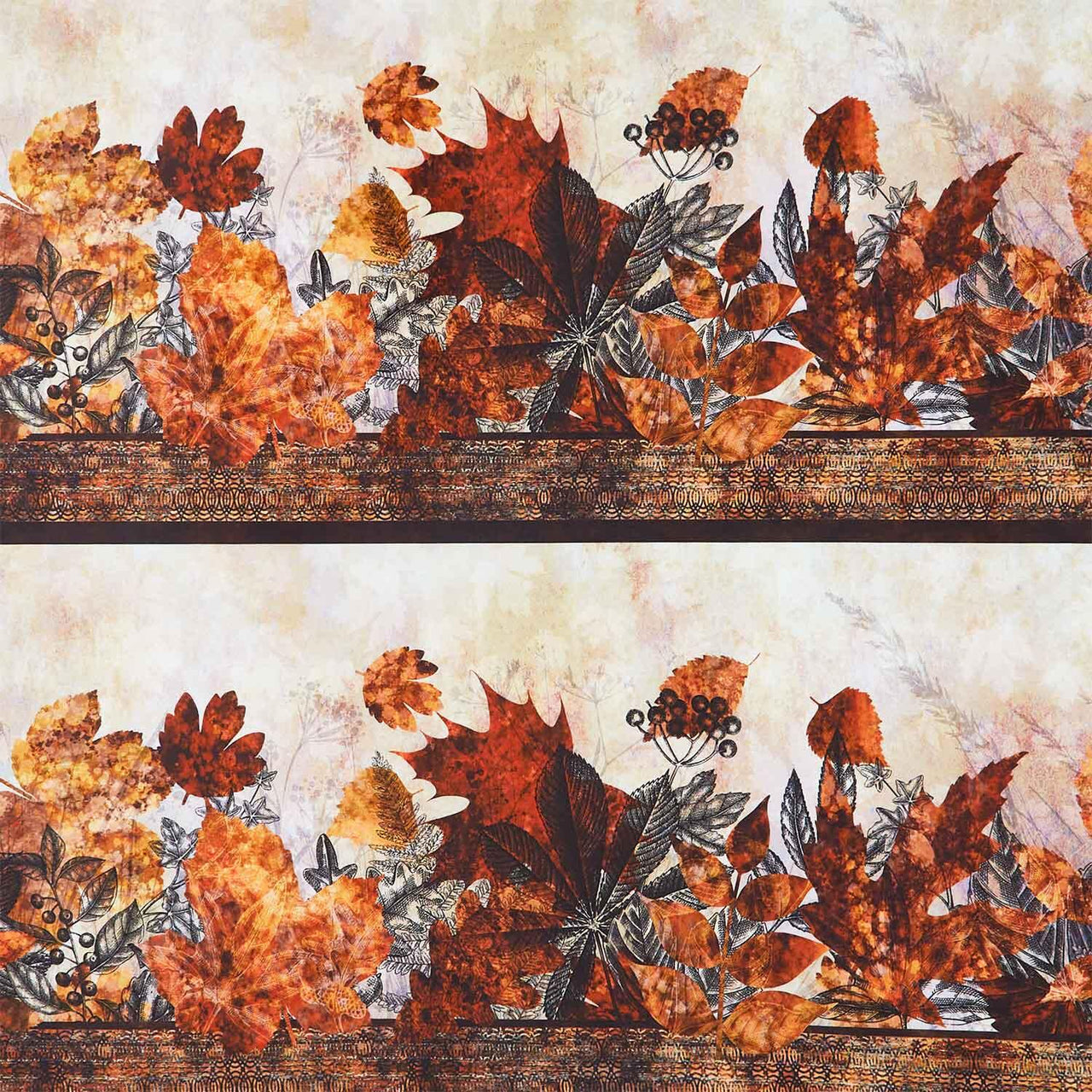 Autumn Elegance - Leaf Border Multi Yardage
