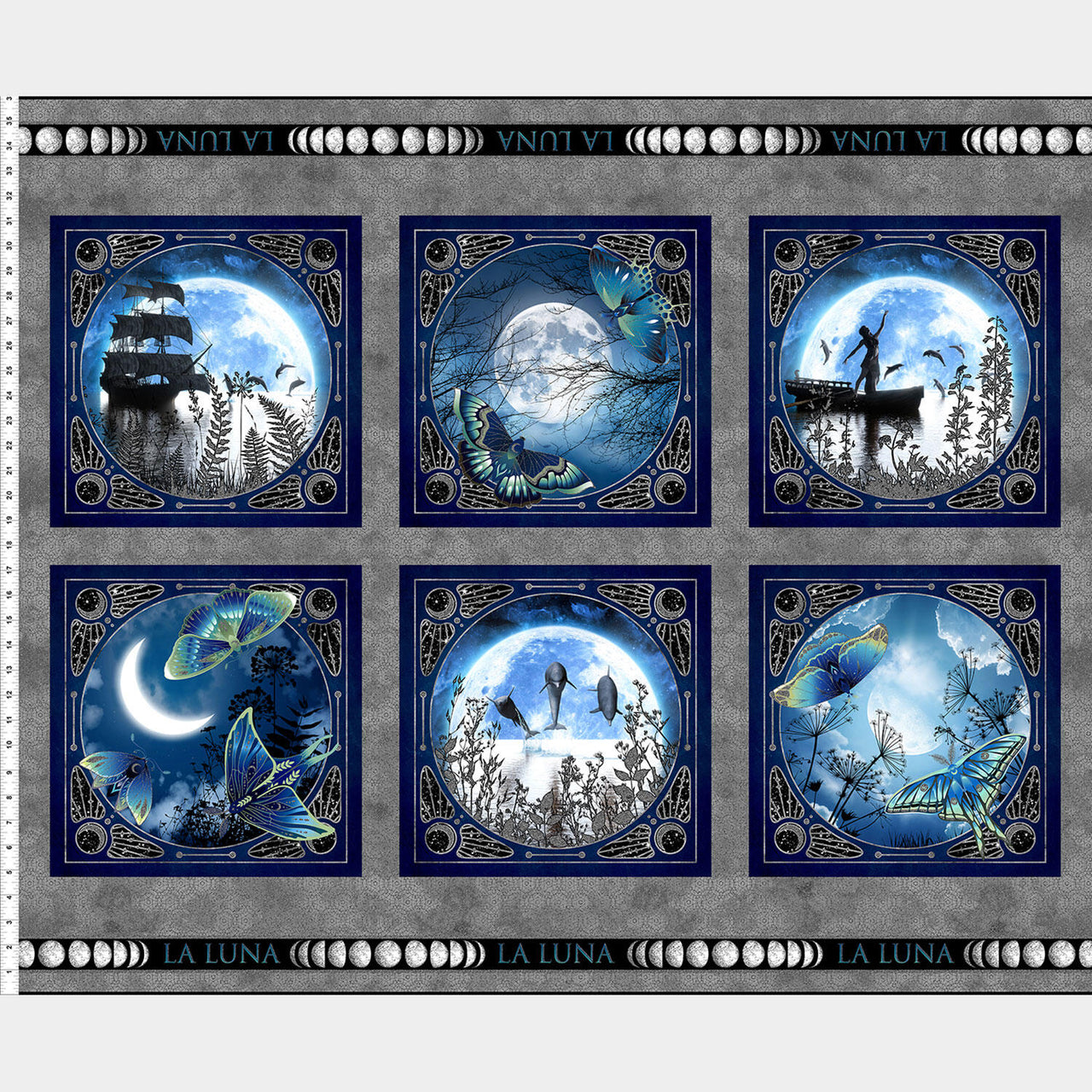 La Luna - Moon Block Blue Silver Panel