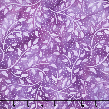 Tranquil Garden Batiks - Small Paisley Leaves Purple Yardage