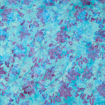 Tranquil Garden Batiks - Large Floral and Leaves Mystic Yardage