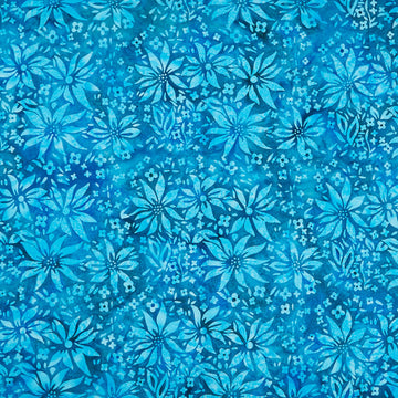 Tranquil Garden Batiks - Large Floral Sapphire Yardage