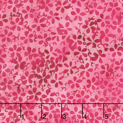Meadow Sunshine Batiks - Mini Floral Raspberry Yardage