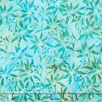 Meadow Sunshine Batiks - Lilies Aqua Yardage
