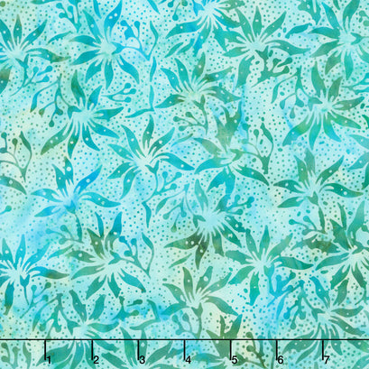 Meadow Sunshine Batiks - Lilies Aqua Yardage