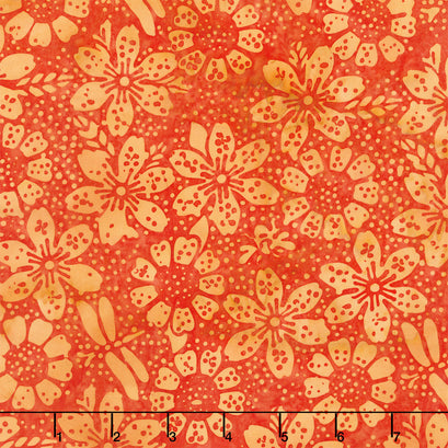 Meadow Sunshine Batiks - Dot Floral Copper Yardage