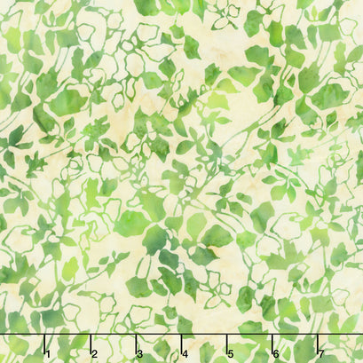 Meadow Sunshine Batiks - Floral Vine Celery Yardage