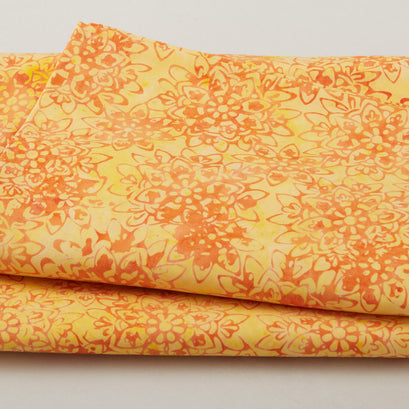 Rainbow Batiks Favorites - Mosaic Flower Yellow Lemonade 2 Yard Cut