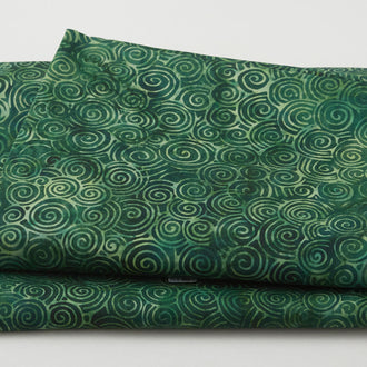 Rainbow Batiks Favorites - Swirls Green Spinach 2 Yard Cut