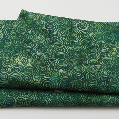 Rainbow Batiks Favorites - Swirls Green Spinach 2 Yard Cut