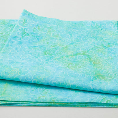 Blue Green Swirls Batik 2 Yard Cut