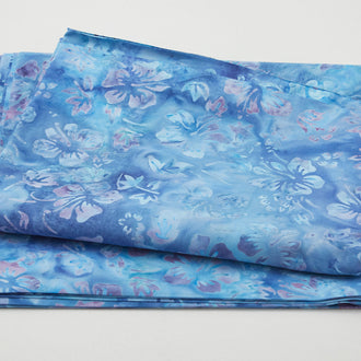 Blue Green Floral Batik 2 Yard Cut