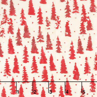 Festive Wishes Batiks - Fir Trees White Yardage