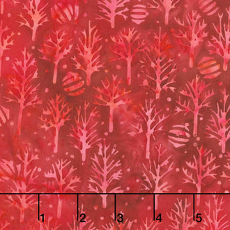 Festive Wishes Batiks - Trees and Ornaments Red Cranberry Yardage