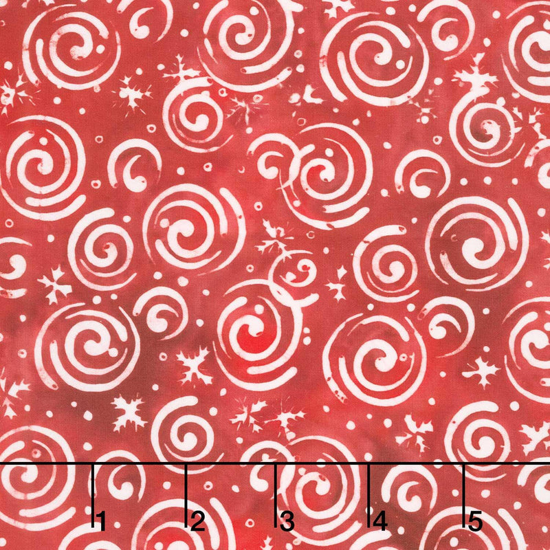 Festive Wishes Batiks - Snowflakes and Swirls Red Yardage