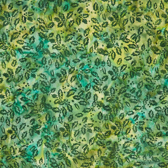 Festive Wishes Batiks - Holly Green Lemongrass Yardage