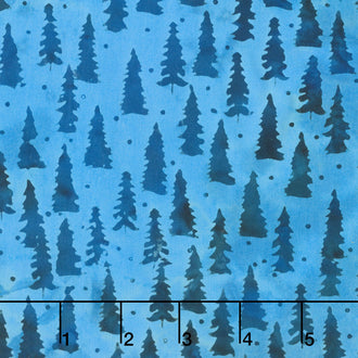 Snowfall Batiks - Fir Trees Blue Sapphire Yardage
