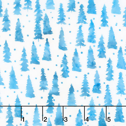 Snowfall Batiks - Fir Trees White Yardage