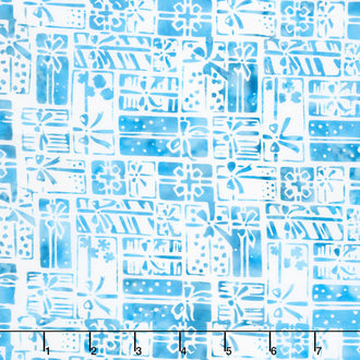 Snowfall Batiks - Wrapped Presents White Yardage
