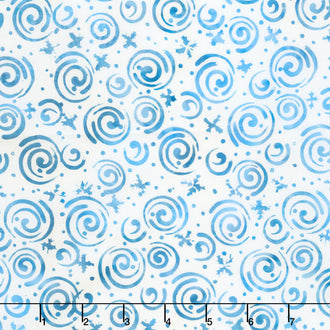 Snowfall Batiks - Snowflakes and Swirls White Yardage