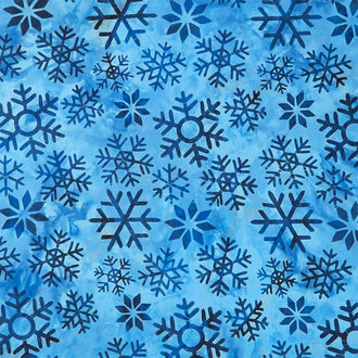Snowfall Batiks - Large Snowflakes Blue Azure Yardage
