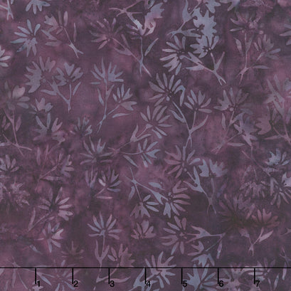 Autumn Ember Batiks - Flowers Purple Eggplant Yardage