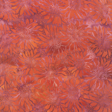 Autumn Ember Batiks - Sunflowers Pink Magenta Yardage