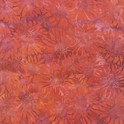 Autumn Ember Batiks - Sunflowers Pink Magenta Yardage