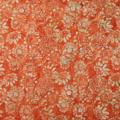 Autumn Ember Batiks - Bouquet Sunflowers Orange Vermillion Yardage