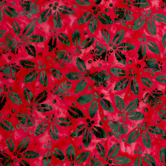 Merry Moments Batiks - Red & Green Holly Yardage