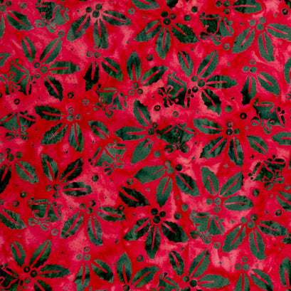 Merry Moments Batiks - Red & Green Holly Yardage