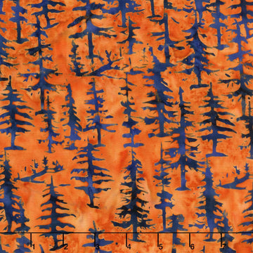 Fall Flair Batiks - Trees Orange Vermillion Yardage