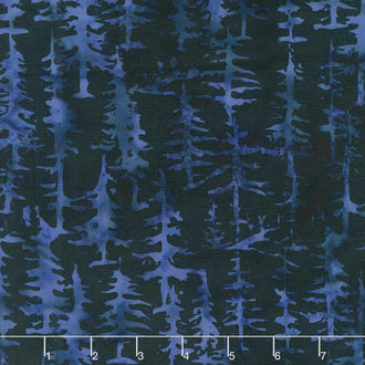 Fall Flair Batiks - Trees Blue Midnight Blue Yardage