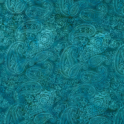 Fiesta Batiks - Paisley Outlining Teal Yardage