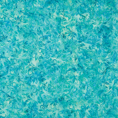 Fiesta Batiks - Leaf Vine Light Lagoon Yardage