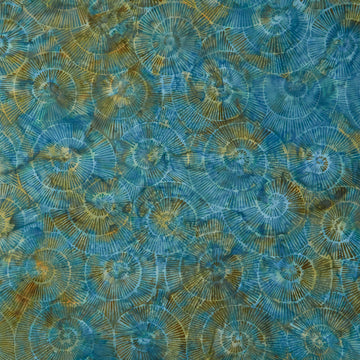 Stone Strata Batiks - Fossil Spiral Multi Green Yardage