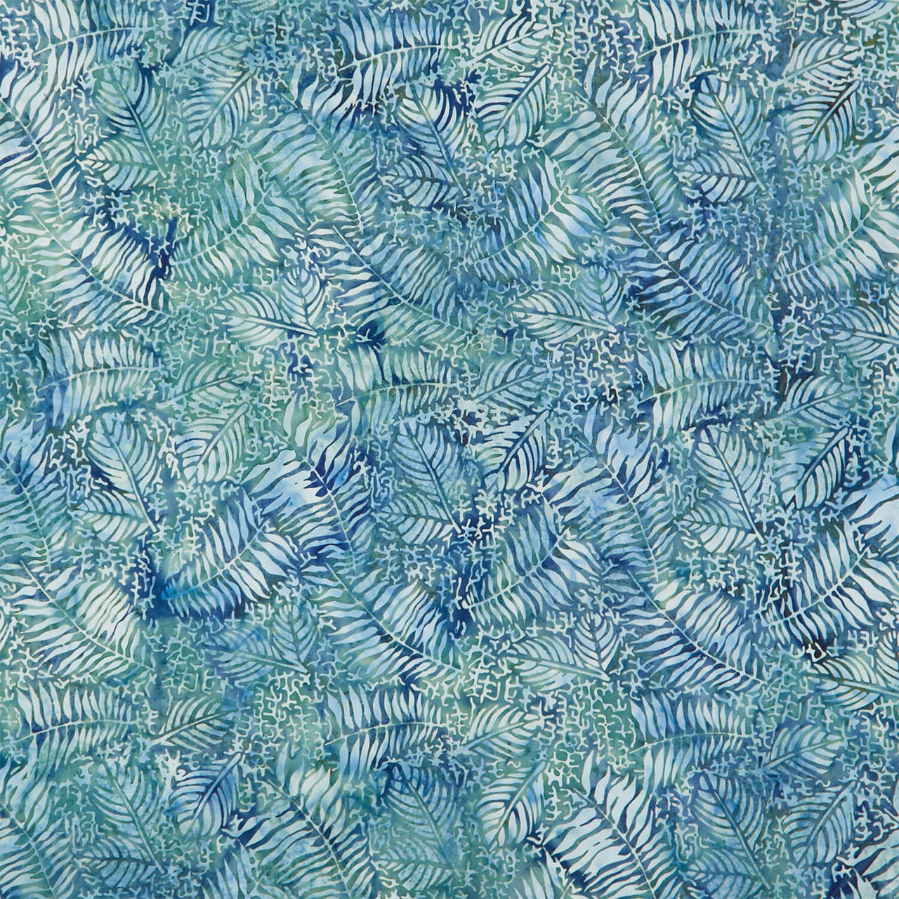 Stone Strata Batiks - Fossil Fern Leaf Multi Denim Yardage