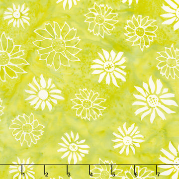 Frosted Foliage Batiks - Flower Heads Green Seedling Yardage