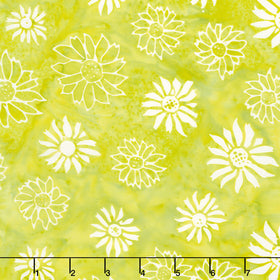 Frosted Foliage Batiks - Flower Heads Green Seedling Yardage