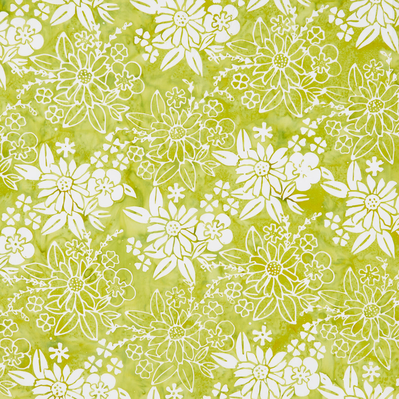 Frosted Foliage Batiks - Floral Chain Green Seedling Yardage
