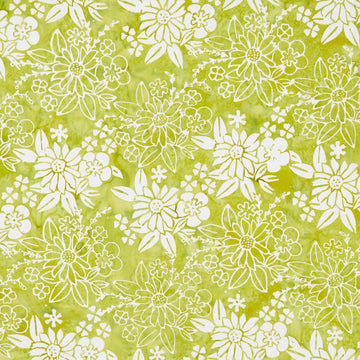 Frosted Foliage Batiks - Floral Chain Green Seedling Yardage